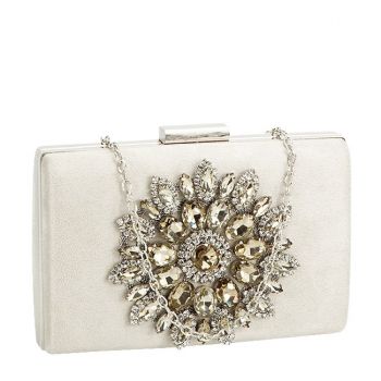 Clutch elegant decorat cu pietre bej B-B18100 05