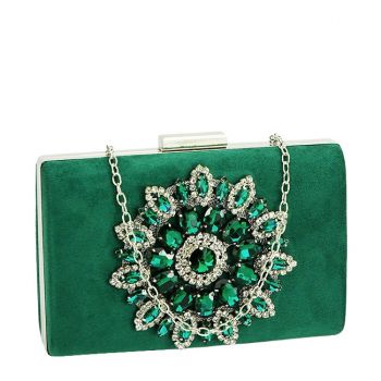 Clutch elegant decorat cu pietre verde B-B18100 05