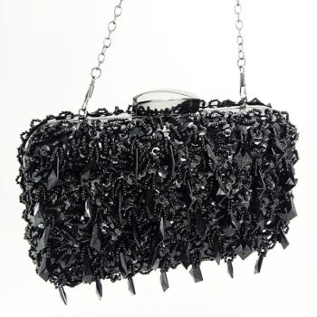 Clutch elegant negru cu cristale si paiete B-BME6011 06