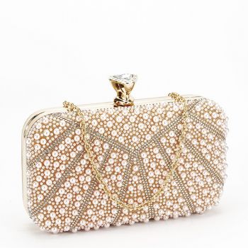 Clutch roz decorat cu perle B-1008 05