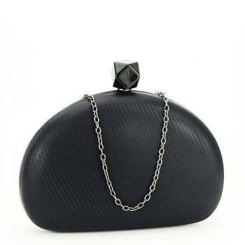 Clutch semi oval negru B-BFL-22751 03