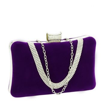 Clutch violet decorat cu pietricele B-1007 01