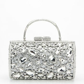 Geanta clutch de lux argintie B-ME-1145 06