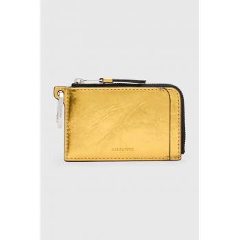 AllSaints portofel de piele REMY WALLET femei, culoarea auriu, W017XZ