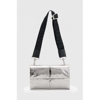 AllSaints poseta de piele EZRA QUILT CROSSBODY culoarea argintiu, W308XB