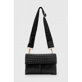 AllSaints poseta de piele EZRA STUD CROSSBODY culoarea negru, W354XB