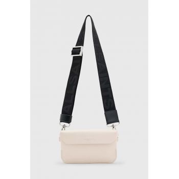 AllSaints poseta de piele ZOE CROSSBODY culoarea bej, W312XB