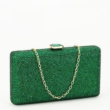 Clutch elegant cu pietricele B-BJH-715 06, Verde