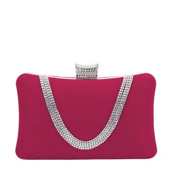 Geanta clutch rosu din catifea B-1007 01