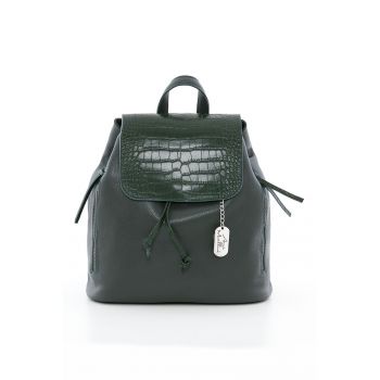 Rucsac de piele cu segment cu model piele de crocodil Amedea