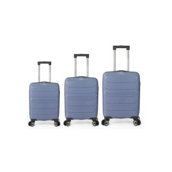 Set Trolere Diamond DM 5745 - Polipropilena - 4 Roti Duble - 3 Piese - Albastru deschis