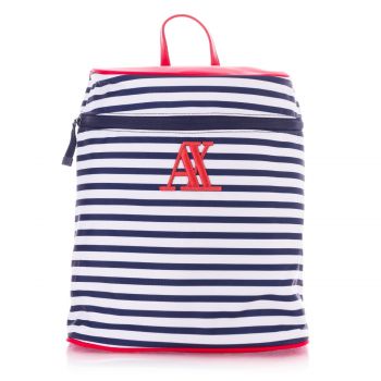 White navy backpack