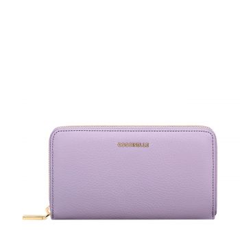 Metallic soft zip around wallet