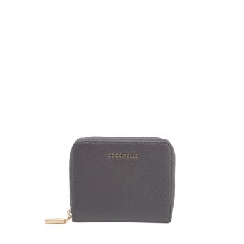 Metallic soft zip around wallet