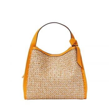 Knott raffia tweed medium crossbody tote