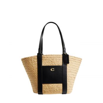 Small straw pocket tote