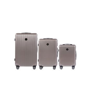 Set Trolere Policarbonat 4 Roti Duble Cifru TSA PC 565 - 3 Piese Bronze