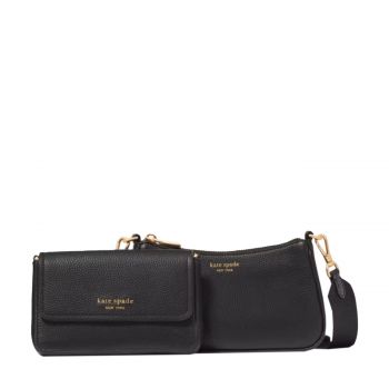 Double up pebbled leather crossbody