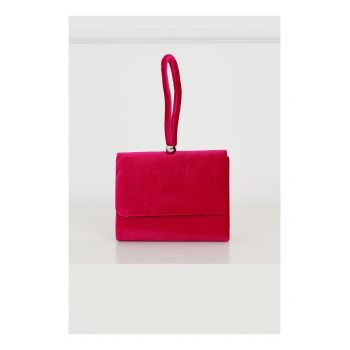 Clutch elegant din catifea fucsia