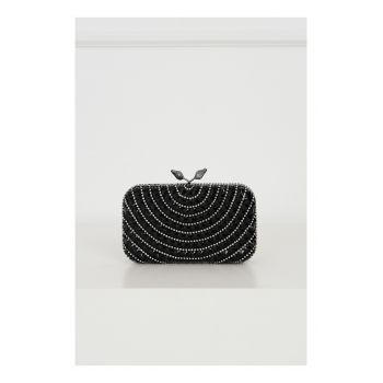 Clutch elegant din strasuri negru