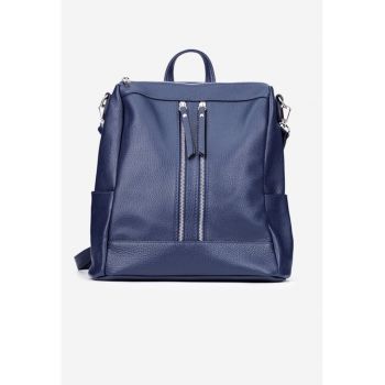 Rucsac bleumarin confectionat din piele texturata