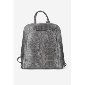 Rucsac de dama elegant din piele croco gri