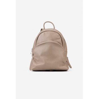 Rucsac taupe confectionat din piele naturala