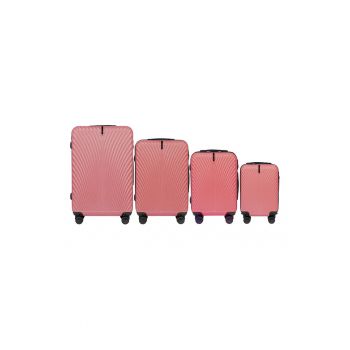 Set trolere 4 piese Swan - ABS - 4 roti - cifru - roz