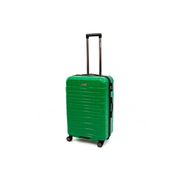 Troler Leaf cu 4 roti duble - ABS - 67x45x27 cm - Verde