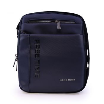 Geantă crossbody bărbați Pierre Cardin bleumarin din material textil 7BGEA80216BL