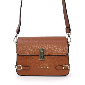 Poșetă crossbody femei Luca di Gioia cognac din piele 144POSP3384CO