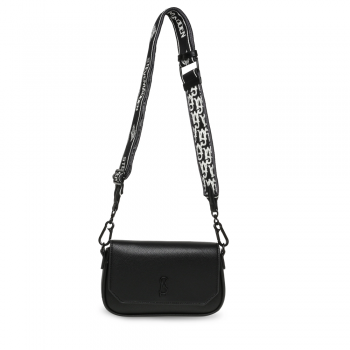 Poșetă crossbody femei Steve Madden Mae neagră cu logo frontal 1668POSSBMAEN