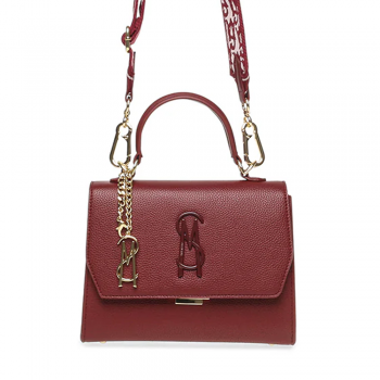 Poșetă satchel femei Steve Madden Latucca bordo cu logo frontal 1668possblattucabo