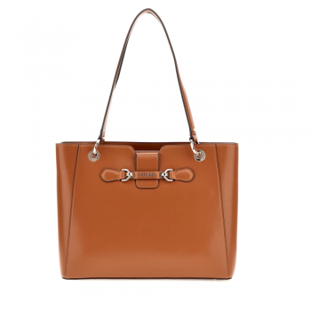 Poșetă tote femei Guess maro cognac cu brand logo 918POSSHWVG9500250CO