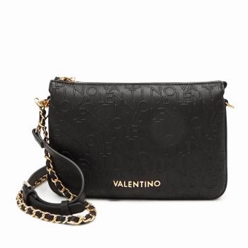 Poșetă crossbody femei Valentino Relax negru cu logo embossat 1957PLS6V010N