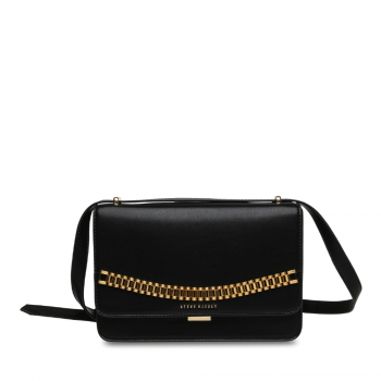 Poșetă tip satchel femei Steve Madden Timely neagră cu accesoriu metalic 1667POSSBTIMELYN