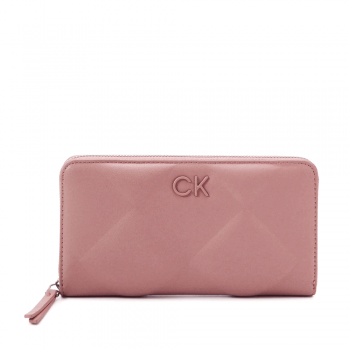 Portmoneu femei Calvin Klein roz cu aspect matlasat și protecție RFID 3107DPU0774RO