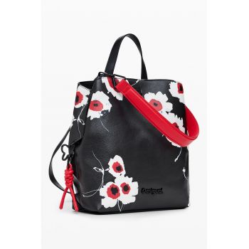 Rucsac din piele ecologica cu model floral