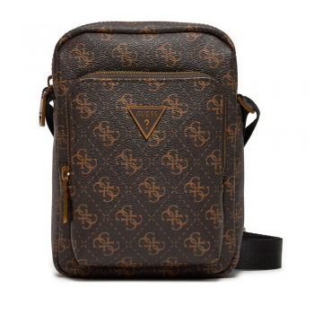 Geantă crossbody bărbați Guess Milano maro logo metalic frontal 929BGEAHMEVZLM