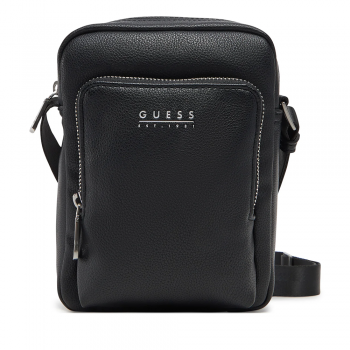 Geantă crossbody bărbați Guess Milano neagră cu logo frontal 929BGEAHMMITUN