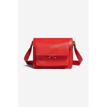 Marni poșetă de piele Marni Shoulder Bag SBMP0075Y0 P2644 culoarea maro SBMP0075Y0.P2644-navy