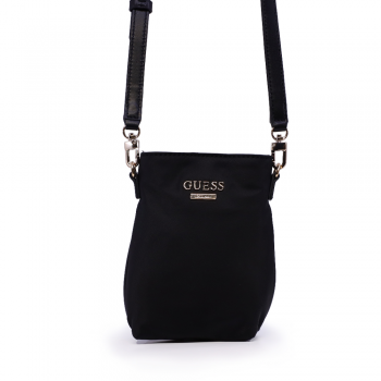 Poșetă mini crossbody femei Guess neagră cu brand logo 919POSSTWNN9676015N