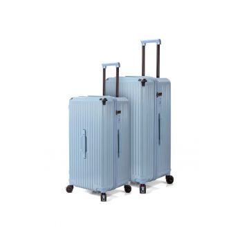 Set trolere BZ 5790 - ABS - 4 roti cu sistem de franare - cifru TSA - 2 piese - albastru deschis