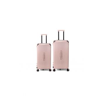 Set trolere BZ 5790 - ABS - 4 roti cu sistem de franare - cifru TSA - 2 piese - rose