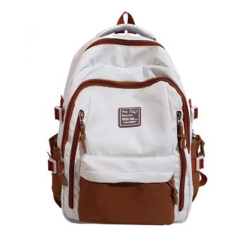 Rucsac dama, Renaya GT3714, Maro/Alb ieftin Rucsac dama, Renaya GT3714, Maro/Alb ieftin